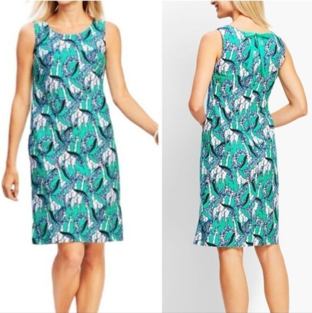 Talbots Aqua and White Abstract Dress